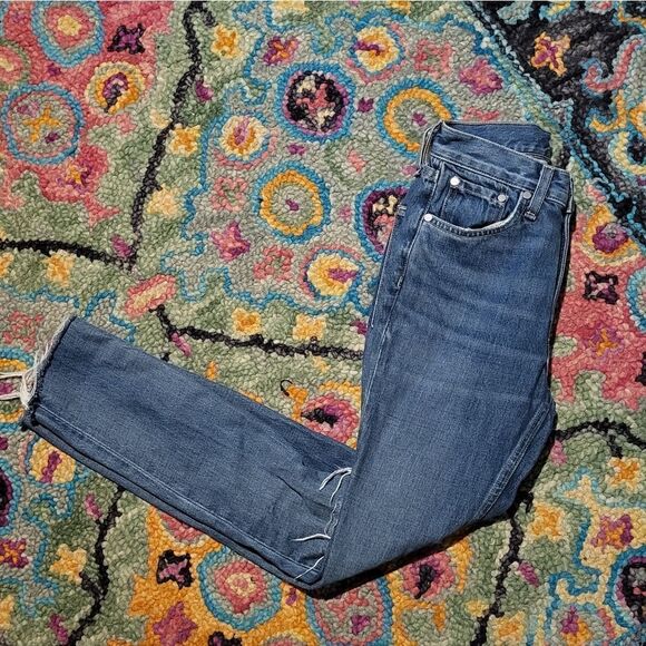 Rag & Bone Skinny Jeans Distressed Raw Hem Blue Women's 23 - Picture 5 of 5